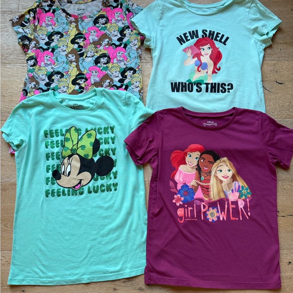 🔥DISNEY princesses girls sz 14 T-shirts lot of 4 price firm!